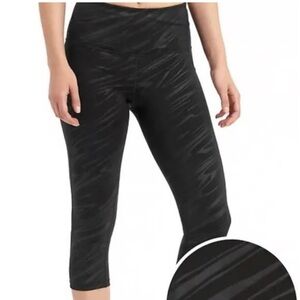 Gap Fit High Rise Gfast Liquid Shine Crop Leggings Black Pattern 21”